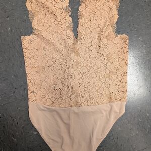 Zara Lace Bodysuit in Soft Beige